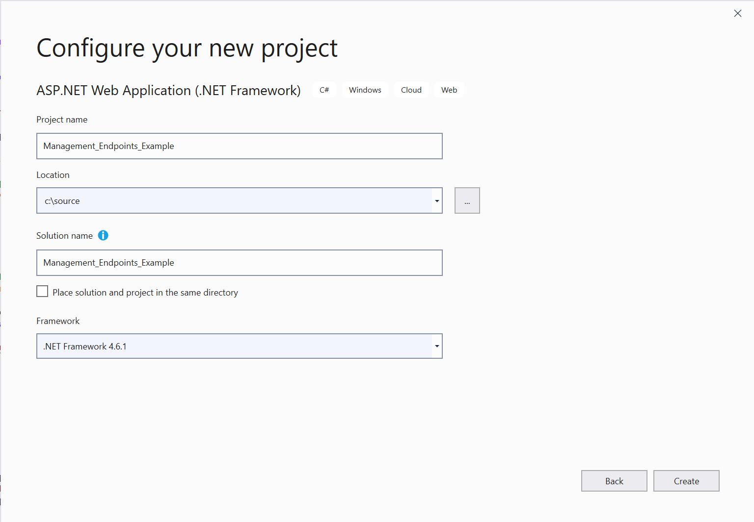 Visual Studio - Configure New Project